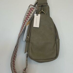 Anthropologie Urban Originals Olive Green Crossbody Sling Bag w/ Woven Strap NWT